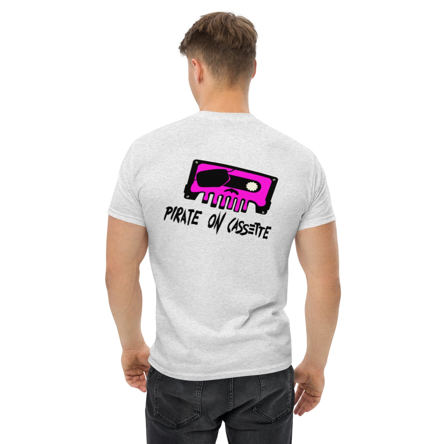 Pirate On Cassette Skullawag Pink Logo Tee Shirt
