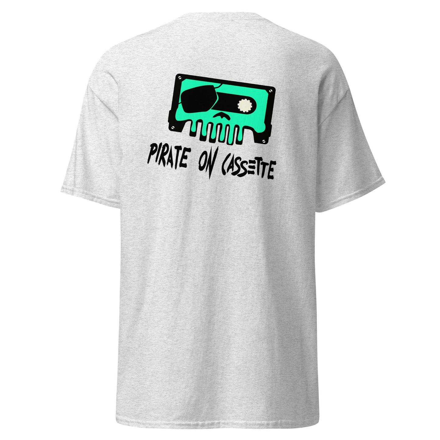 Pirate On Cassette Skullawag Green Logo Tee Shirt