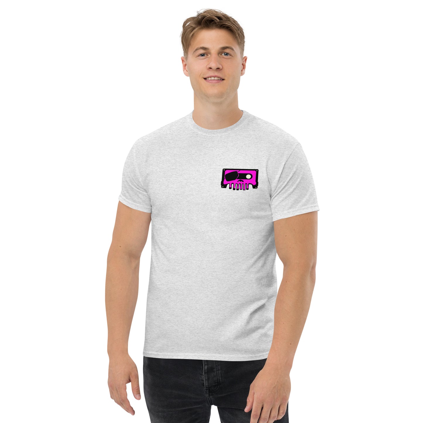 Pirate On Cassette Skullawag Pink Logo Tee Shirt