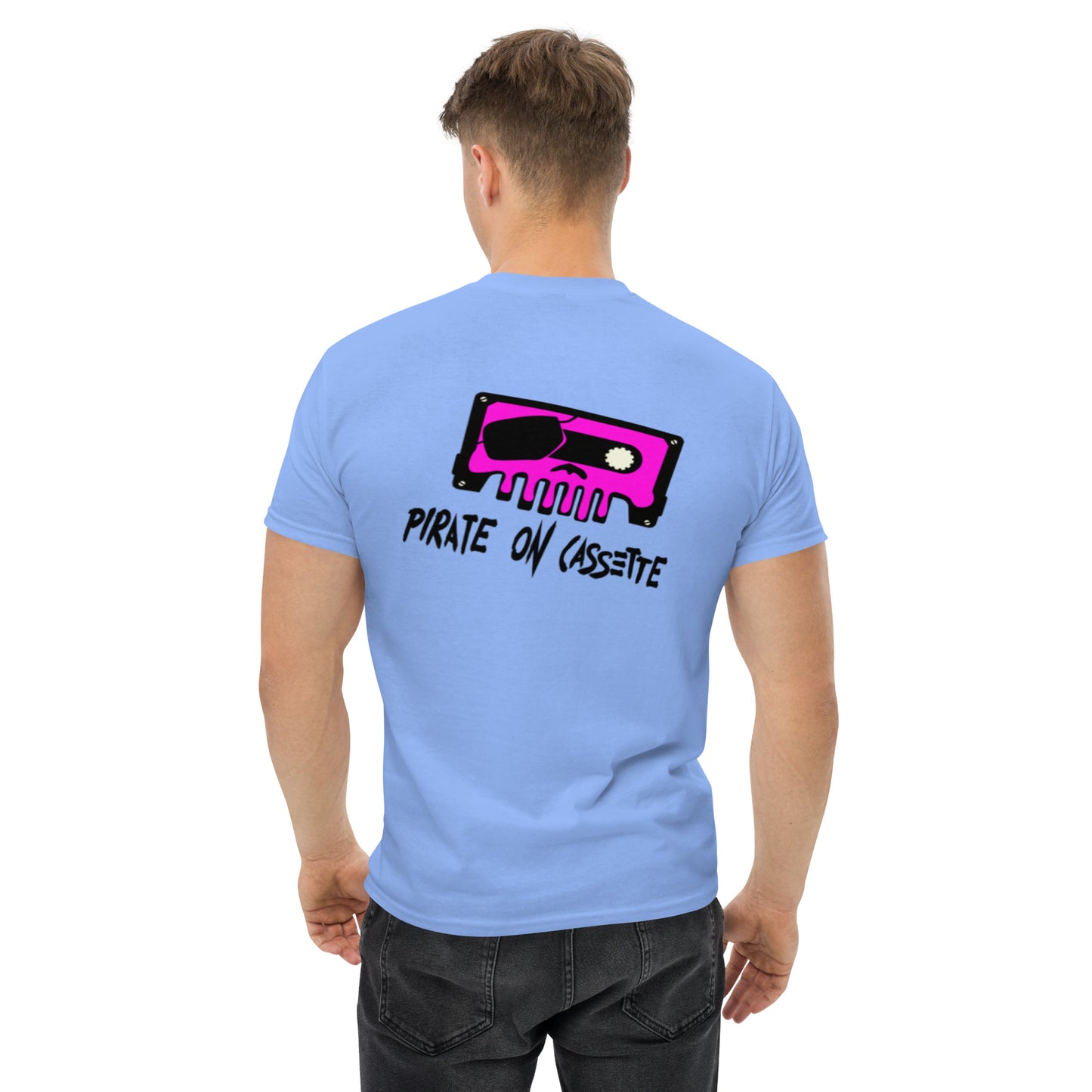 Pirate On Cassette Skullawag Pink Logo Tee Shirt