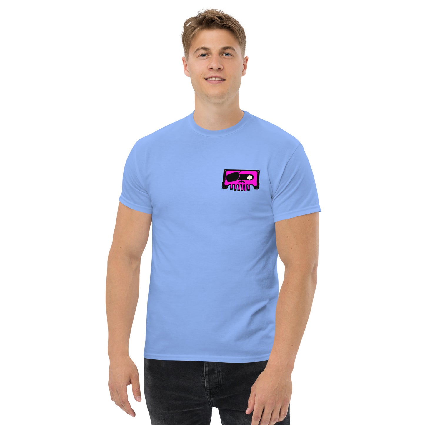 Pirate On Cassette Skullawag Pink Logo Tee Shirt