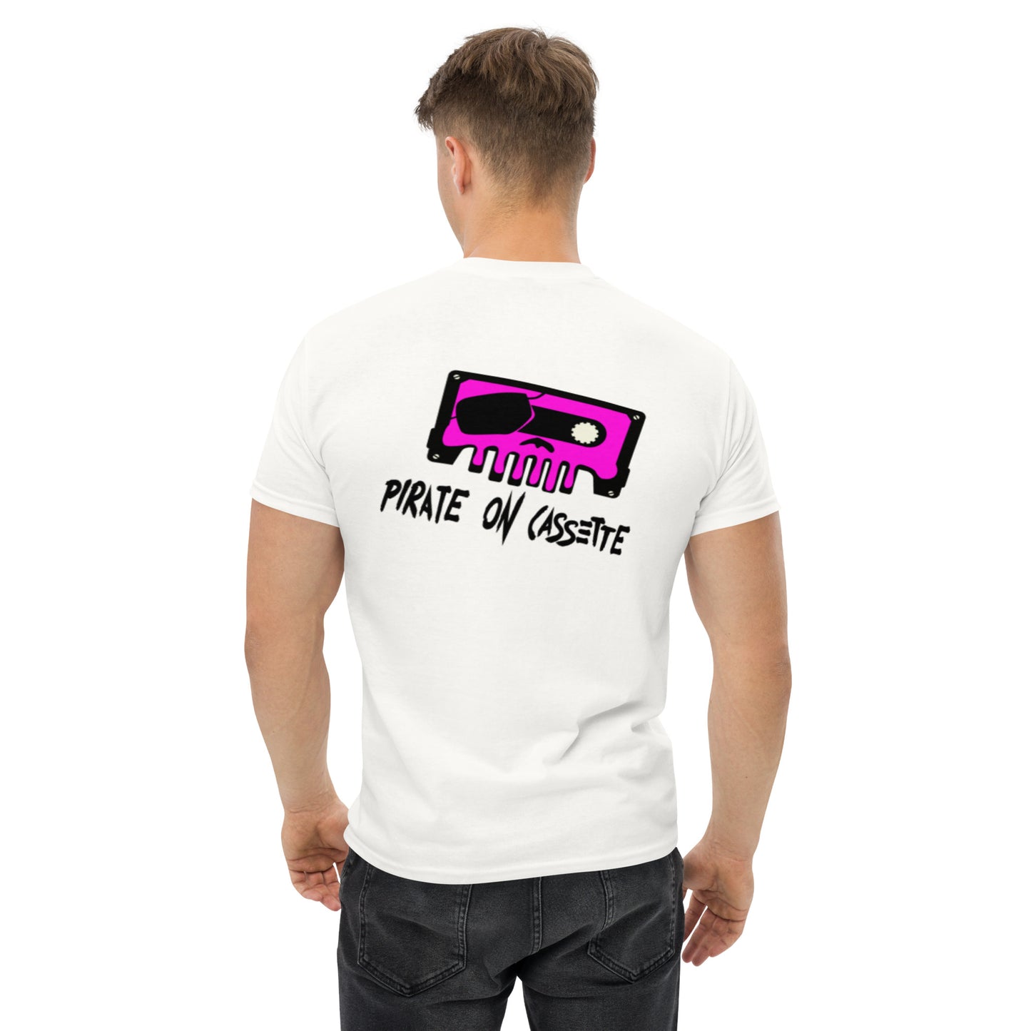 Pirate On Cassette Skullawag Pink Logo Tee Shirt