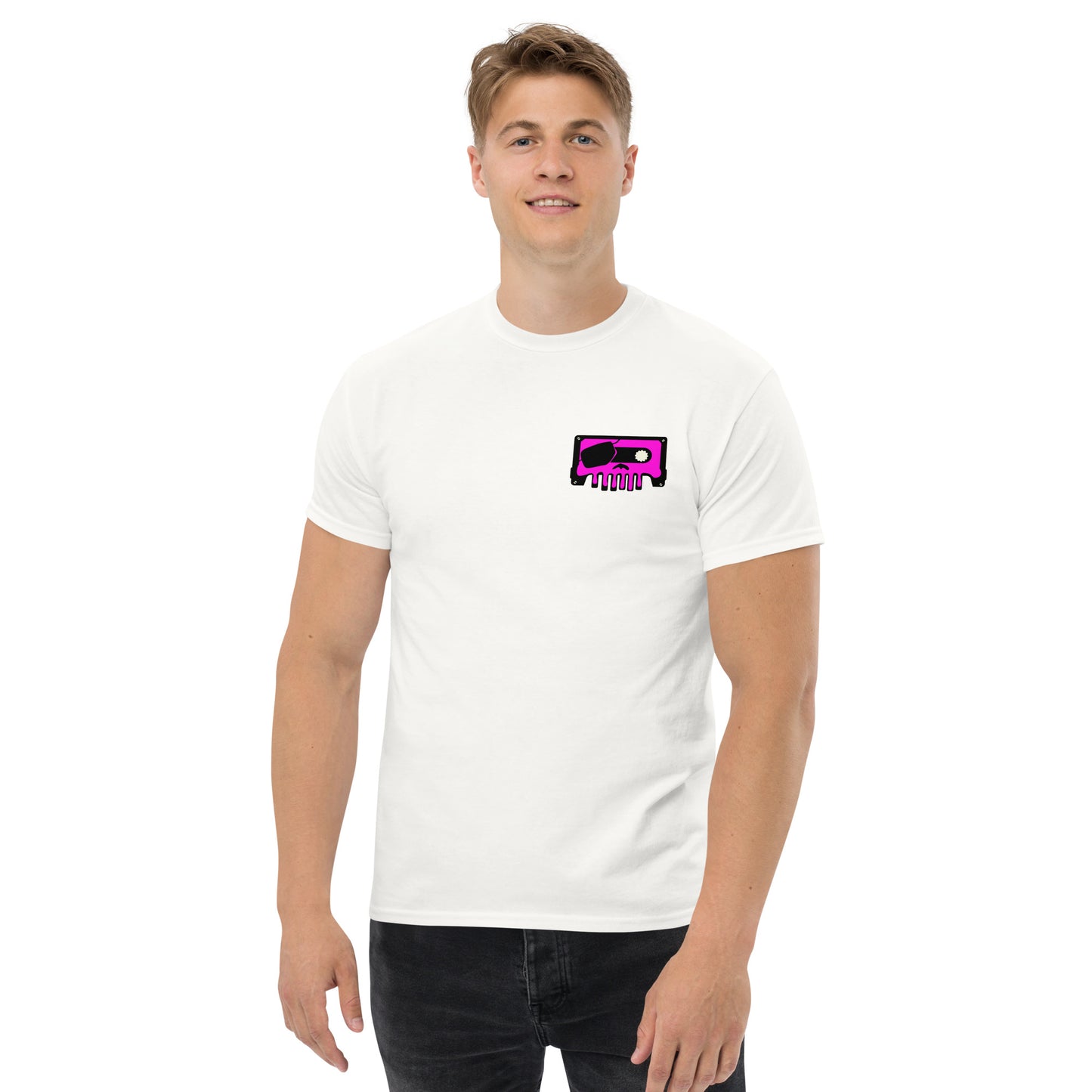 Pirate On Cassette Skullawag Pink Logo Tee Shirt