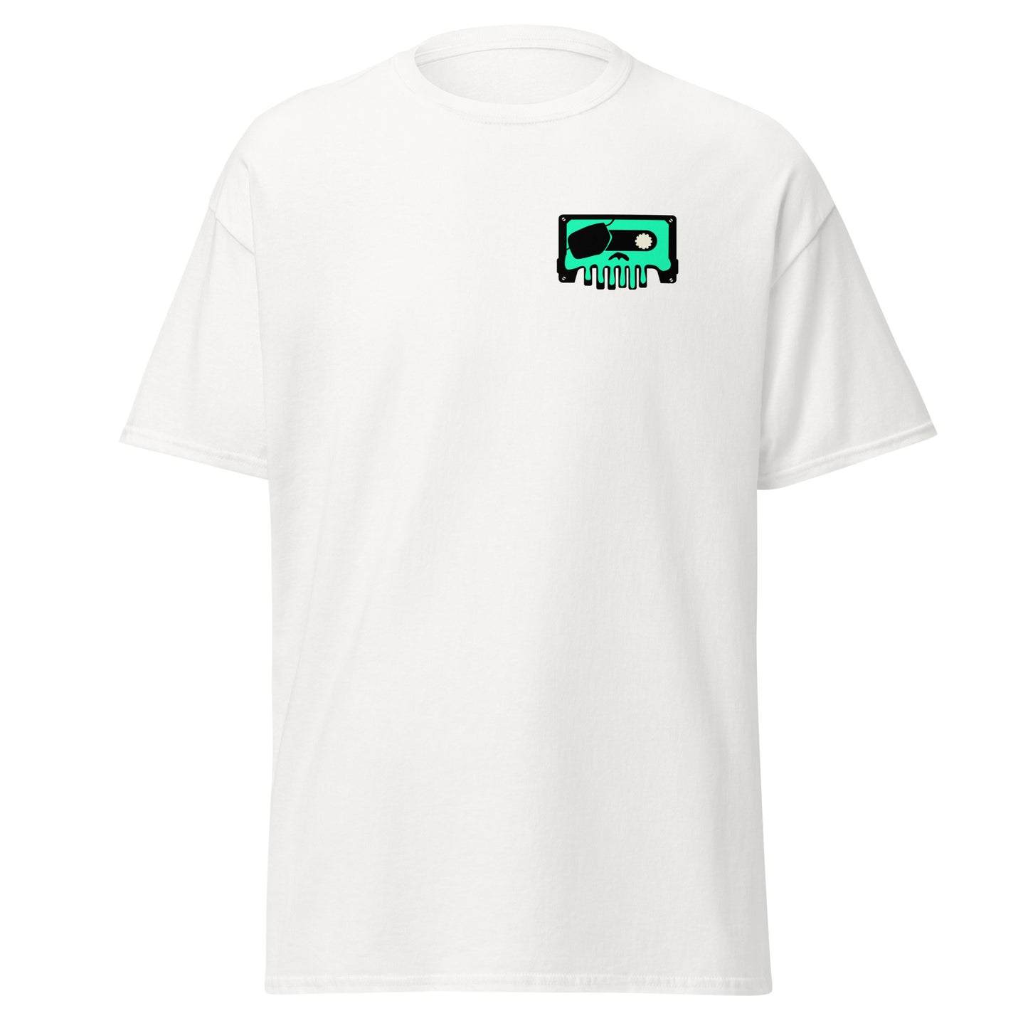 Pirate On Cassette Skullawag Green Logo Tee Shirt