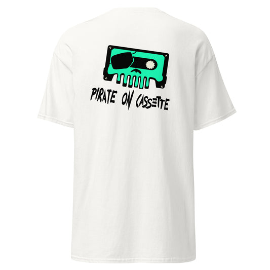 Pirate On Cassette Skullawag Green Logo Tee Shirt